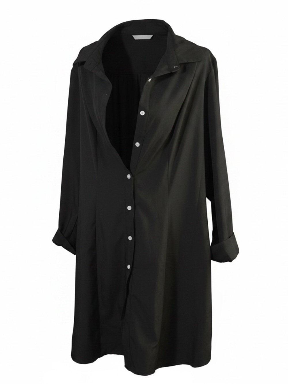 SHEIN Black Oversized Button-Down Shirt Dress